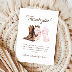 Boots or Bows Gender Reveal Thank You Card