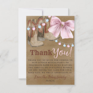 Boots or bows gender reveal Thank you Card. Card