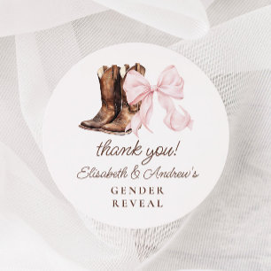 Boots or Bows Gender Reveal Thank You Stickers