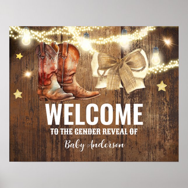 Boots or Bows Gender Reveal Welcome Poster (Front)