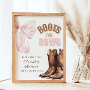 Boots or Bows Gender Reveal Welcome Poster