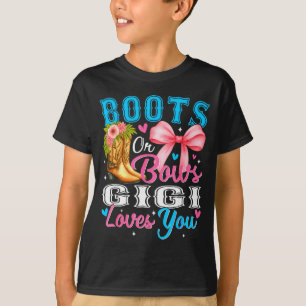 Boots Or Bows Gigi Loves You Gender Reveal Family T-Shirt