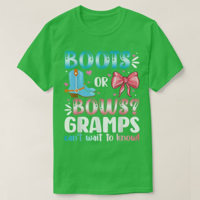 Boots Or Bows Gramps Gender Reveal Baby Shower Pre T-Shirt (Design Front)