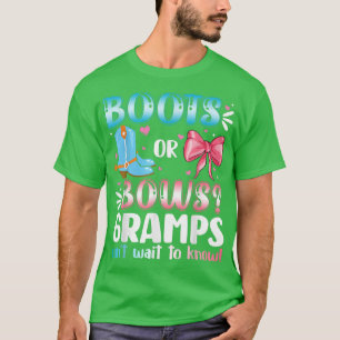 Boots Or Bows Gramps Gender Reveal Baby Shower Pre T-Shirt