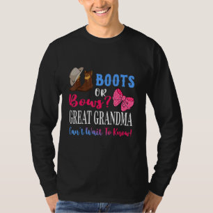 Boots Or Bows Great Grandma Gender Reveal Baby Par T-Shirt