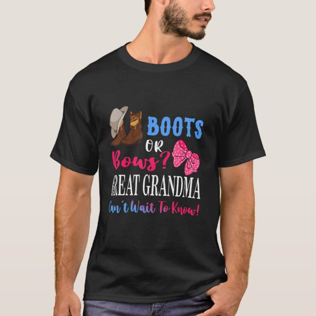 Boots Or Bows Great Grandma Gender Reveal Baby Par T-Shirt (Front)