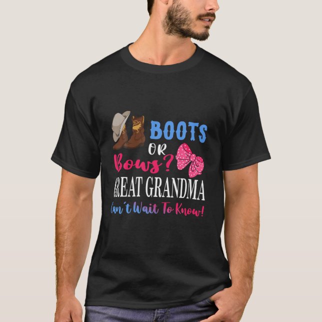 Boots Or Bows Great Grandma Gender Reveal Baby Par T-Shirt (Front)
