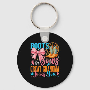 Boots Or Bows Great Grandma Loves You Gender Revea Key Ring