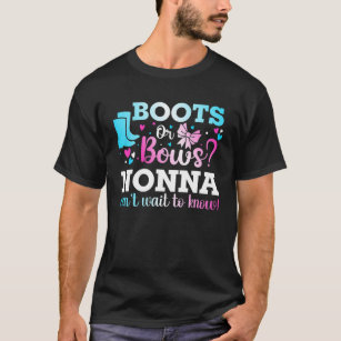 Boots Or Bows Nonna Gender Reveal Baby Shower Anno T-Shirt