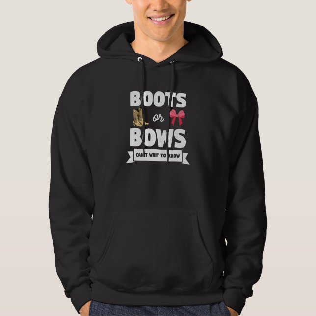 Boots Or Bows Pregnancy Announcement Gender Reveal Hoodie (Front)
