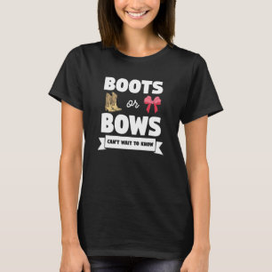 Boots Or Bows Pregnancy Announcement Gender Reveal T-Shirt