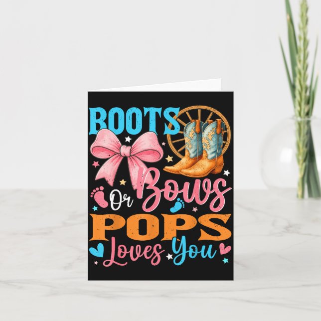 Boots Or Bows Ps Loves You Gender Reveal Family  Card (Front)