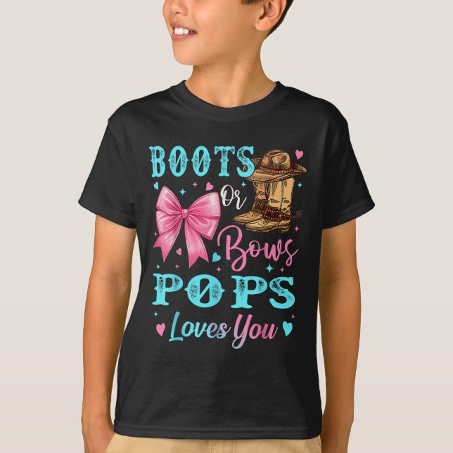 Boots Or Bows Ps Loves You Gender Reveal Family  T-Shirt (Front)