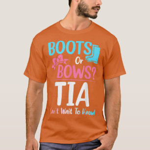 Boots or Bows Tia Gender Reveal Pregnancy Announce T-Shirt