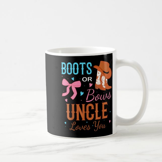 Boots Or Bows Uncle Loves You Gender Reveal Party  Coffee Mug (Right)