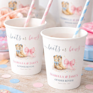 Boots or Bows Western Chic Gender Reveal Party Paper Cups