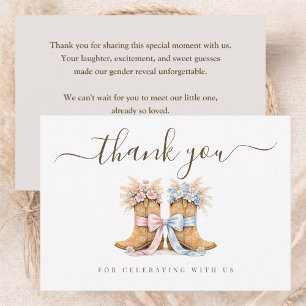 Boots Or Bows Western Chic Gender Reveal Thank You Card
