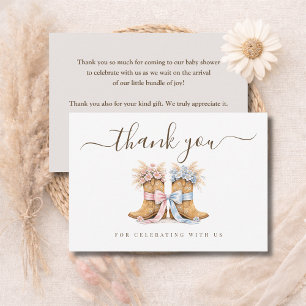 Boots Or Bows Western Chic Gender Reveal Thank You Card