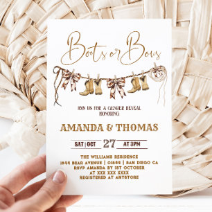 Boots or Bows Western Gender Reveal Invitation