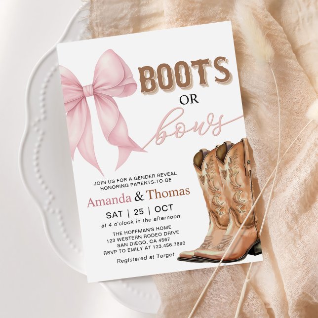 Boots or Bows Western Gender Reveal Invitation (Creator Uploaded)
