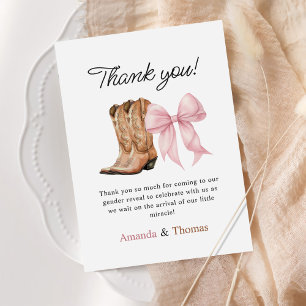 Boots or Bows Western Gender Reveal Thank You Card