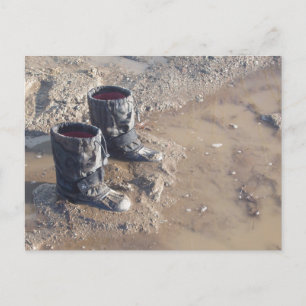 Boots Stuck In The Mud Postcard