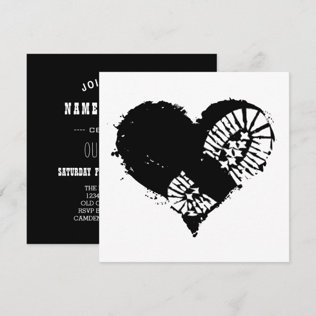 bootstomp heart invitation (Front/Back)