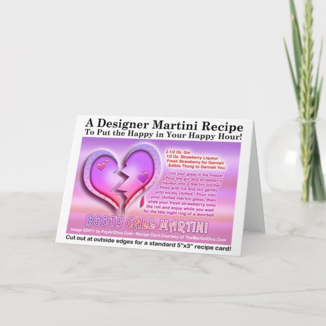 Booty Call Valentine Martini Recipe Card (Front)
