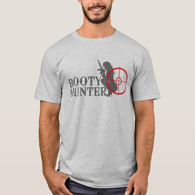 Booty Hunter on Black T-Shirt (Front)