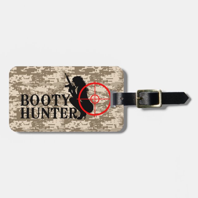 Booty Hunter on Desert Camo Luggage Tag (Front Horizontal)