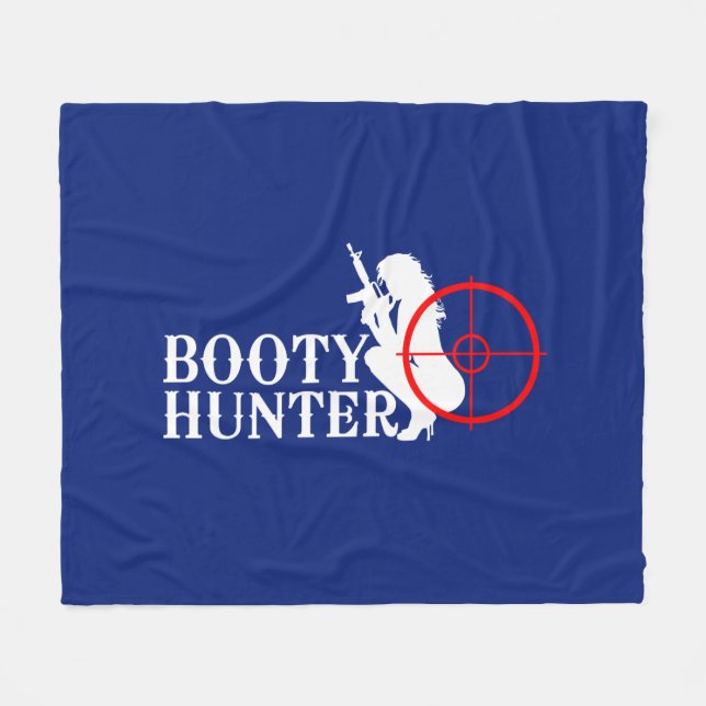 Booty Hunter on Navy Blue Fleece Blanket (Front (Horizontal))