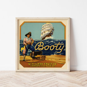 Booty   Vintage Citrus Label Poster