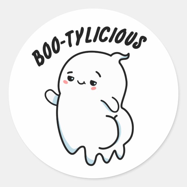 Bootylicious Funny Ghost Pun  Classic Round Sticker (Front)
