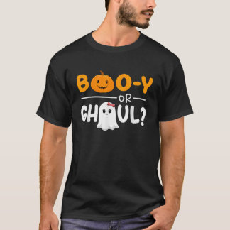 Booy Or Ghoul Gender Reveal Halloween Baby Shower  T-Shirt