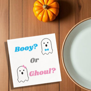 Booy or Ghoul Halloween Ghost Gender Reveal Napkin
