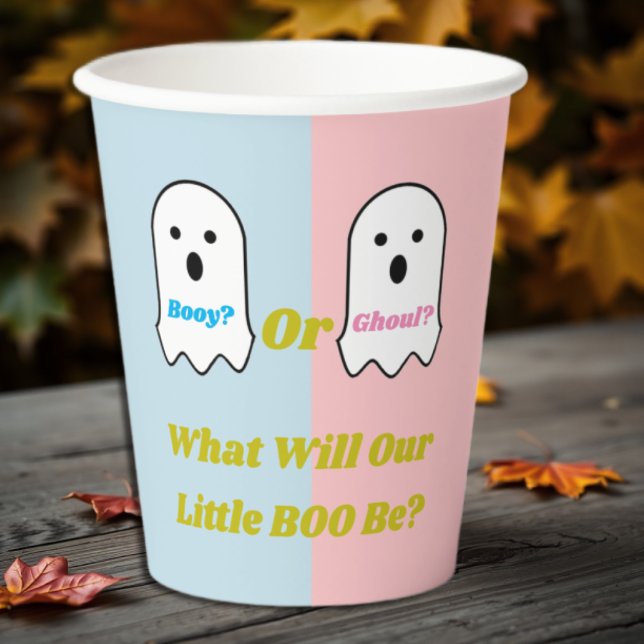 Booy or Ghoul Halloween Ghost Gender Reveal Paper Cups (Creator Uploaded)