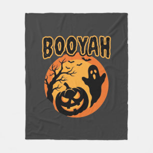 Booyah Halloween Ghost Pumpkin Design Fleece Blanket