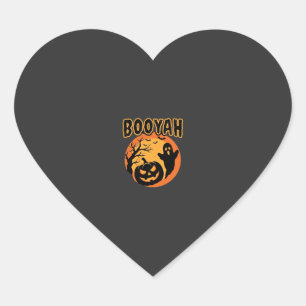 Booyah Halloween Ghost Pumpkin Design Heart Sticker