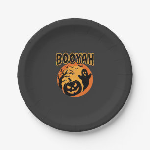 Booyah Halloween Ghost Pumpkin Design Paper Plate