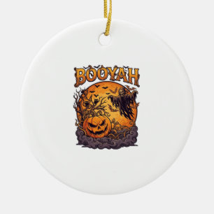 Booyah Halloween Pumpkin Grim Reaper Orange Moon_1 Ceramic Tree Decoration
