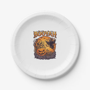 Booyah Halloween Pumpkin Grim Reaper Orange Moon_1 Paper Plate
