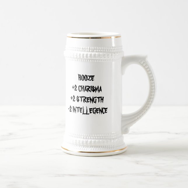 BOOZE+2 CHARISMA+2 STRENGTH-2 INTELLEGENCE BEER STEIN (Right)