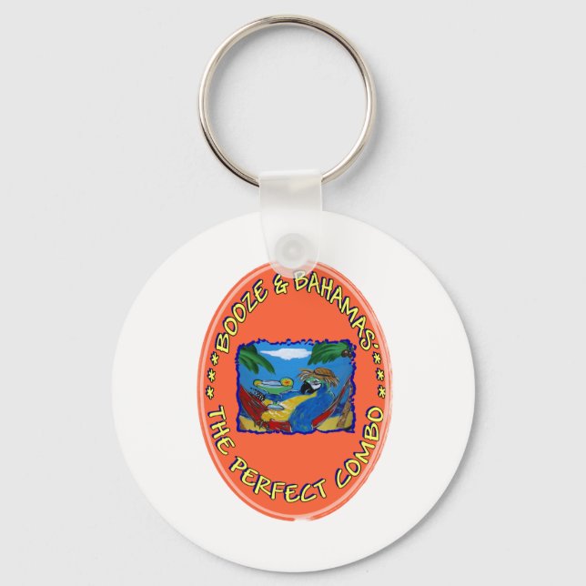 Booze and Bahamas Key Ring (Front)