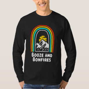 Booze And Bonfires Camping Beer Camper Drinker Hik T-Shirt