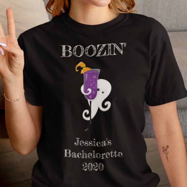 Booze Bachelorette Party Ghost Cocktail Halloween T-Shirt (Creator Uploaded)