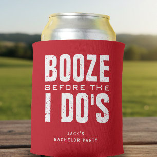 Booze Before I Do's Bachelor Party Red & White Can Cooler