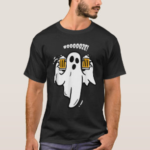 Booze Boo Ghost Drinking Beer Costume Easy Hallowe T-Shirt