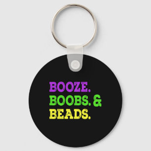 Booze Breast Beads Funny Mardi Gras Carnival Party Key Ring