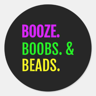 Booze Breast Beads Mardi Gras Design New Orleans T Classic Round Sticker