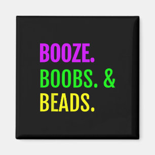 Booze Breast Beads Mardi Gras Design New Orleans T Magnet